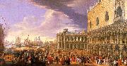 Luca Carlevaris Entry of the Earl of Manchester into the Doge's Palace painting
